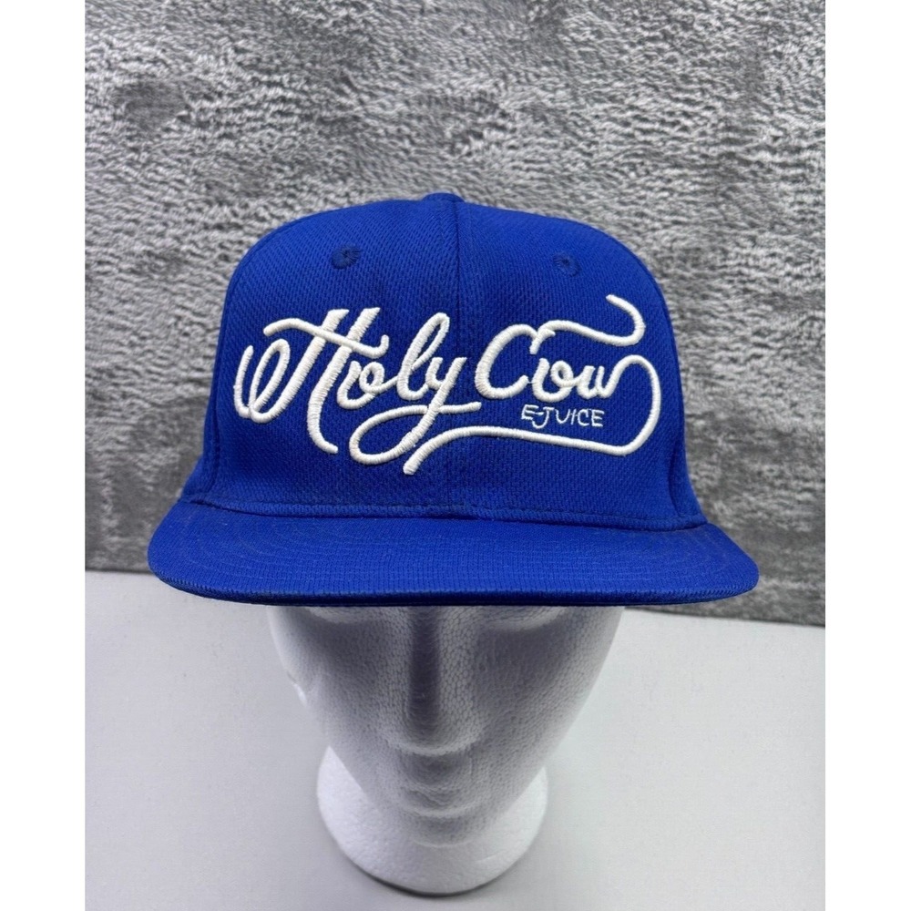 Holy Cow Decky Blue Flat Bill Hat Breathable Adjustable Snapback Mens Cap